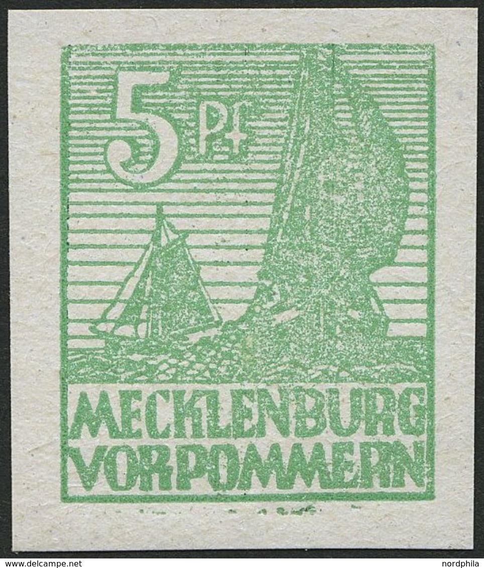 MECKLENBURG-VORPOMMERN 32xb **, 1946, 5 Pf. Mittelgrün, Kreidepapier, Pracht, Gepr. Kramp, Mi. 240.- - Autres & Non Classés