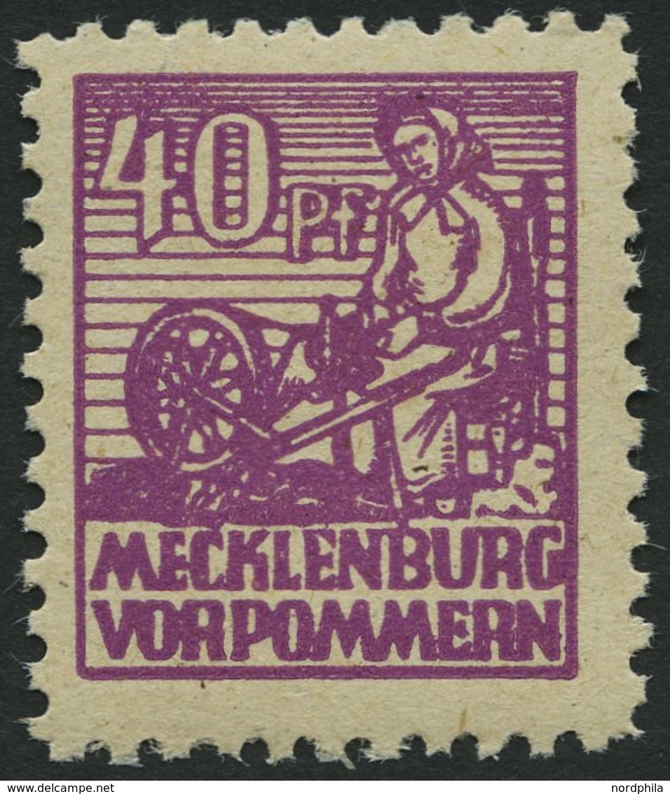 MECKLENBURG-VORPOMMERN 40yb **, 1946, 40 Pf. Violettpurpur, Pracht, Gepr. Kramp, Mi. 100.- - Autres & Non Classés