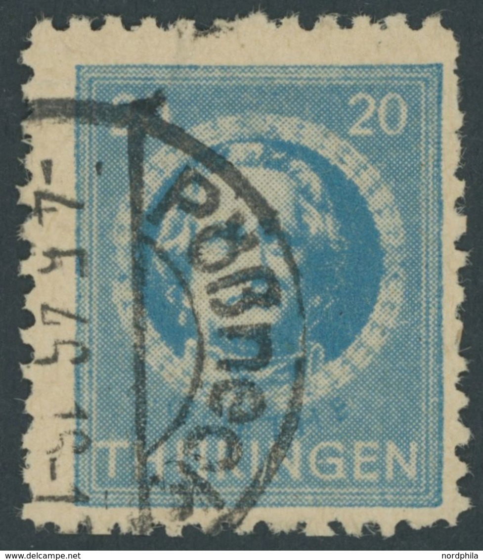 THÜRINGEN 98AXp1 O, 1945, 20 Pf. Preußischblau, Gezähnt, Vollgummierung, Dickes Papier, Steigende Papierstreifung, üblic - Sonstige & Ohne Zuordnung