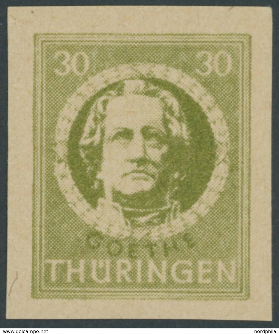 THÜRINGEN 99V1 **, 1945, Versuchsdruck: 30 Pf. Dunkelolivgrün, Pracht, Gepr. Sturm, Mi. 100.- - Andere & Zonder Classificatie