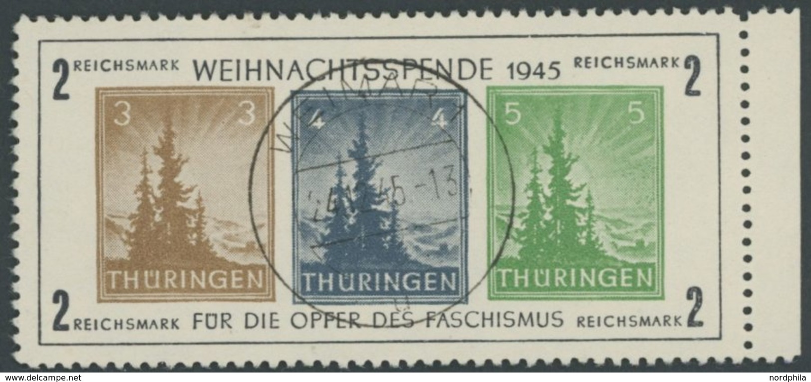 THÜRINGEN Bl. 1xa O, 1945, Block Antifa, Weißes Kartonpapier, Type IV, Pracht, Gepr. Zierer, Mi. 1100.- - Autres & Non Classés