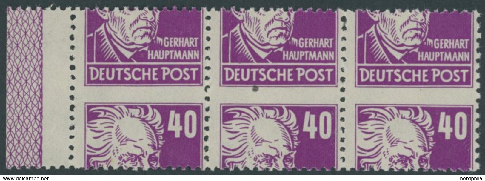 ALLGEMEINE-AUSGABEN 223aRL1 **, 1948, 40 Pf. Lilapurpur Hauptmann Im Waagerechten Dreierstreifen, Stark Verzähnt, Mit RL - Other & Unclassified