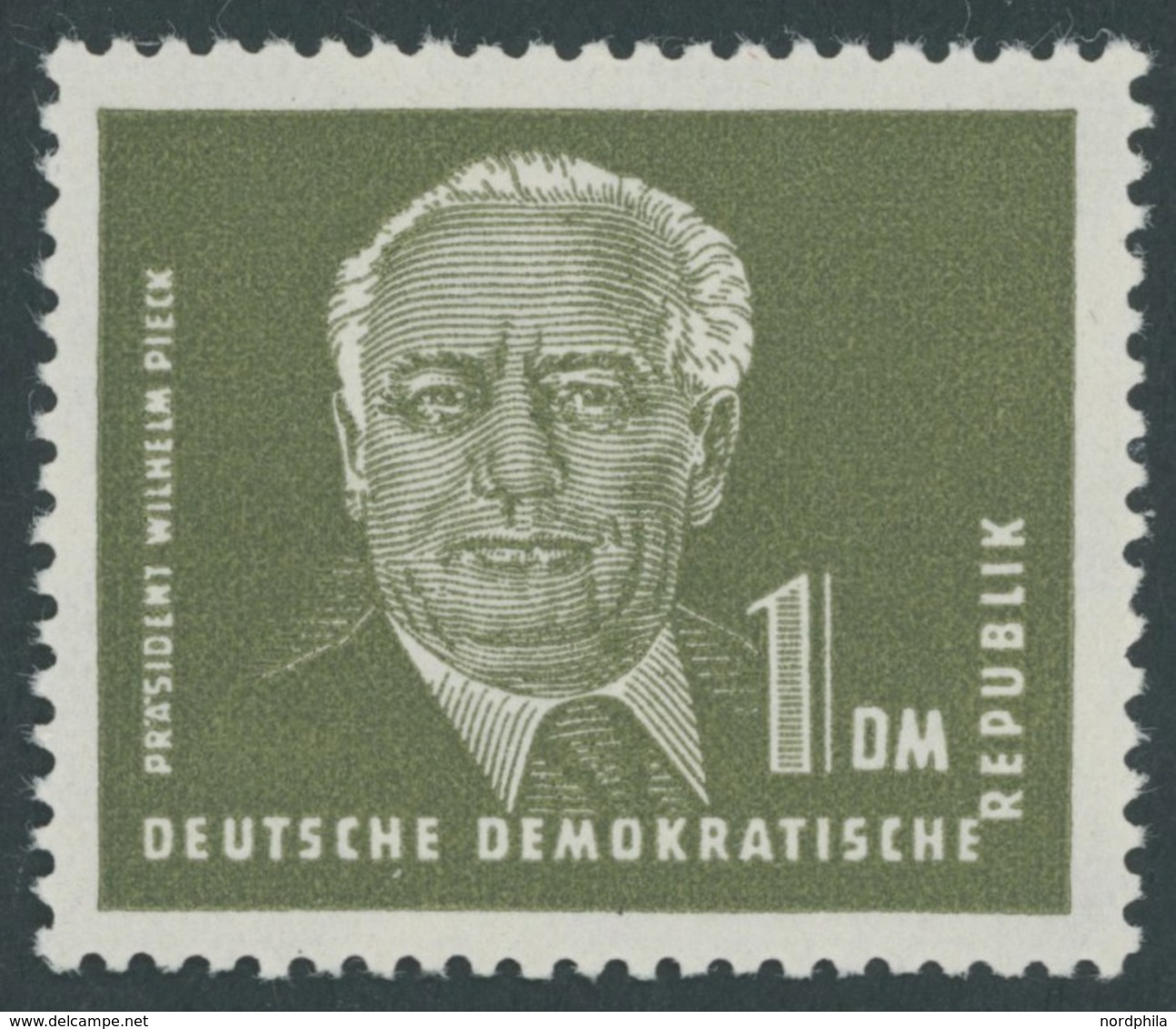 DDR 253bc **, 1952, 1 DM Grünoliv Pieck, Postfrisch, Pracht, Gepr. König, Mi. 70.- - Sonstige & Ohne Zuordnung