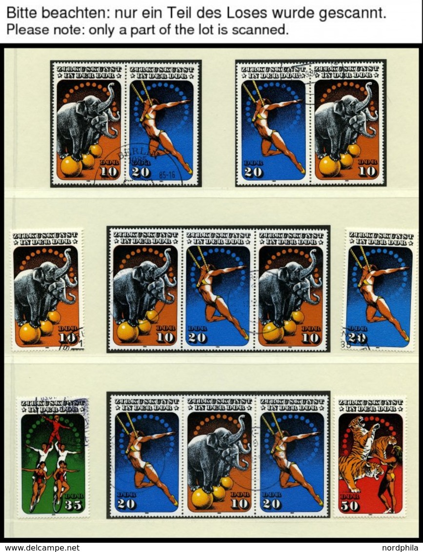 DDR 2983-86 O, 1985, Zirkus, Alle 16 Zusammendrucke Komplett (W Zd 645-52 Und S Zd 292-99), Pracht - Autres & Non Classés