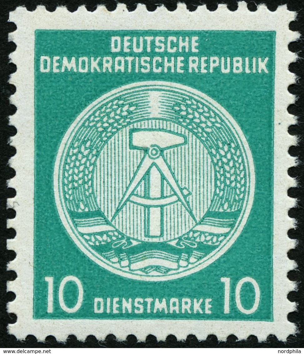 DIENSTMARKEN A D 19IIXII **, 1954, 10 Pf. Bläulichgrün, Type II, Wz. 2XII, Pracht, Gepr. Jahn, Mi. 280.- - Sonstige & Ohne Zuordnung