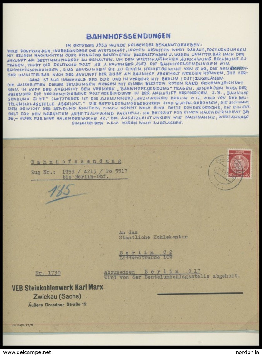 DIENSTMARKEN A 1957/8, 8 Verschiedene Bahnhofssendungen, Feinst/Pracht - Otros & Sin Clasificación