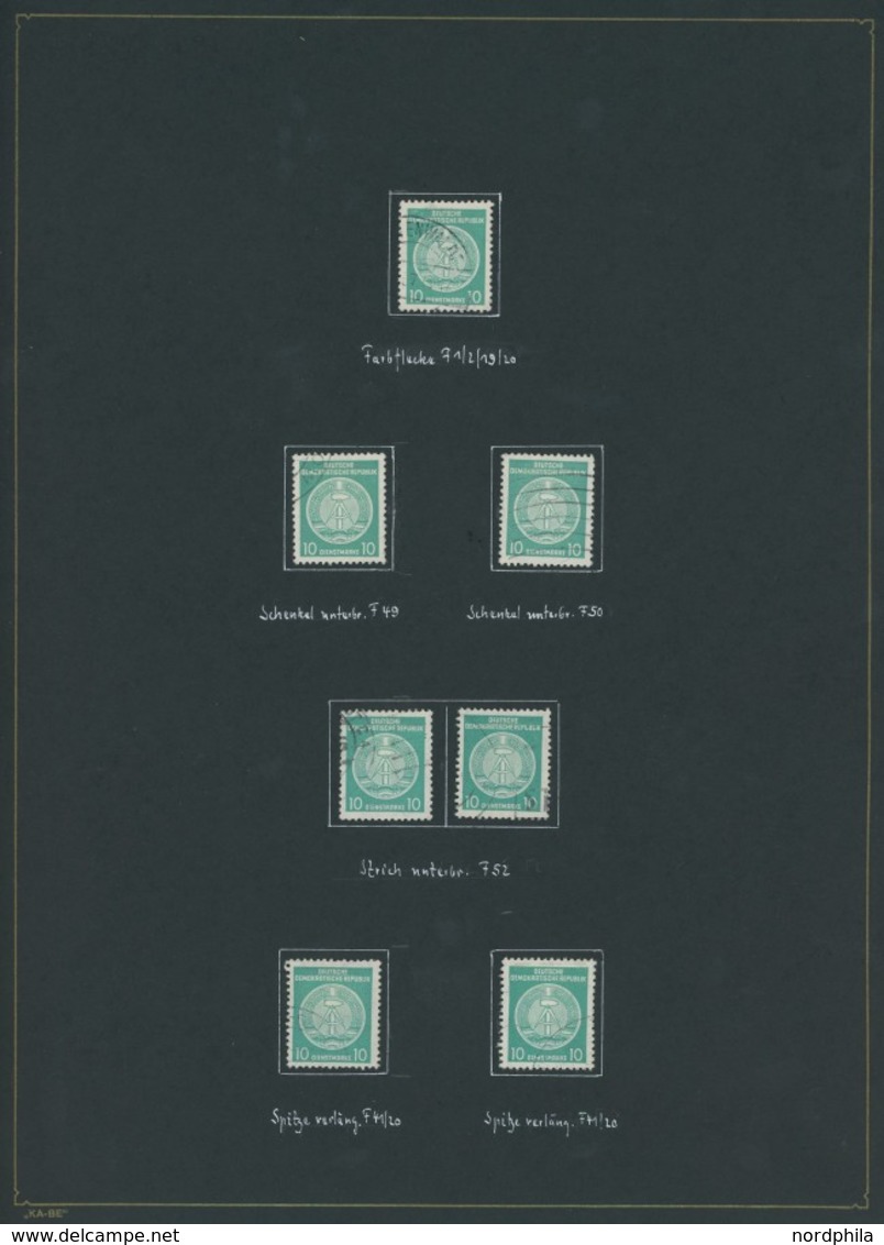 DIENSTMARKEN A O,BrfStk , Sammlung Dienstmarken Von 1954-57, Sauber Sortiert Und Beschriftet Nach Typen, Papierstrukture - Otros & Sin Clasificación