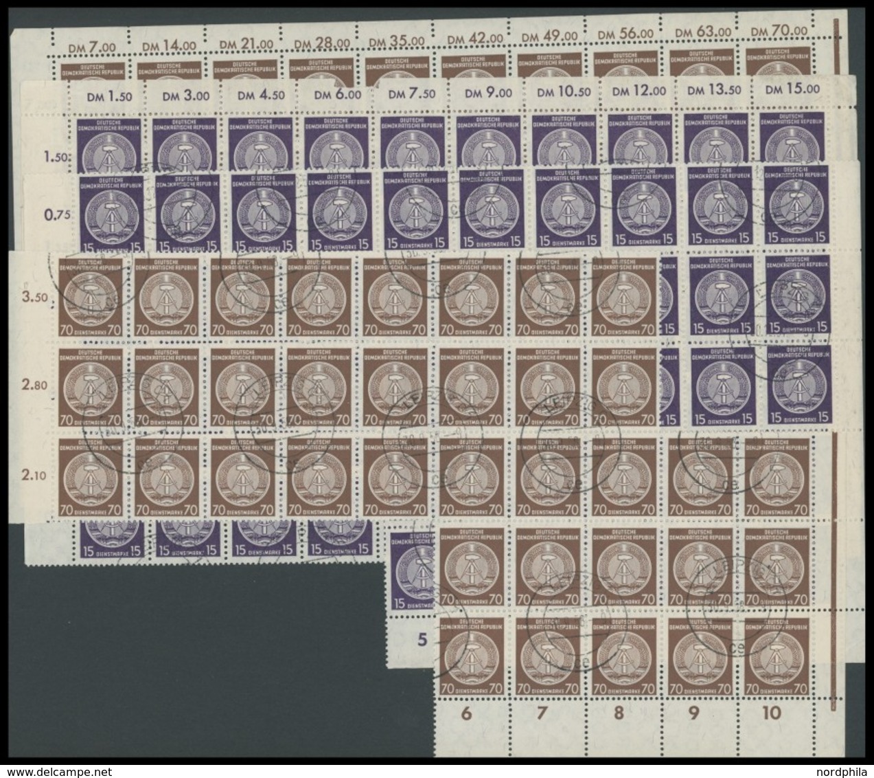 DIENSTMARKEN A O,**,*,(*) , 1954-57, Umfangreiche, überwiegend Gestempelte Dublettenpartie, Teils In Bogenteilen, Meist  - Otros & Sin Clasificación