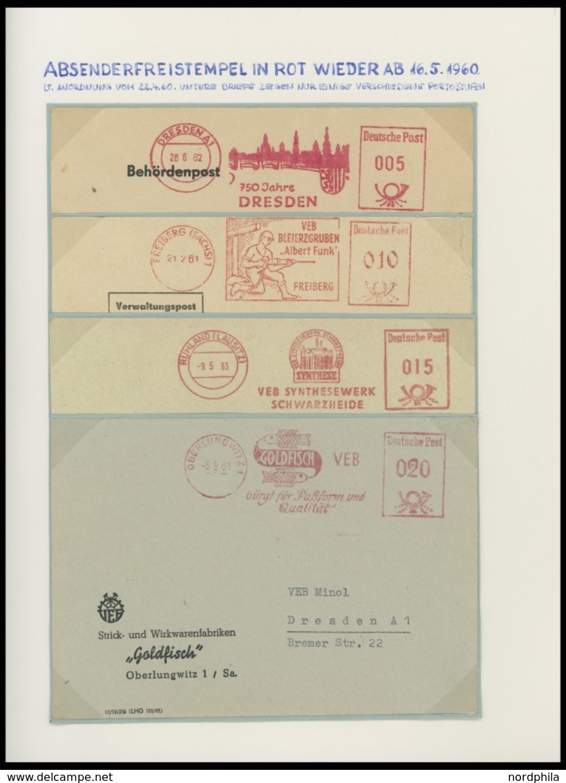LOTS 1949-85, 38 Belege Mit Verschiedenen Absenderfreistempeln In Blau, Violett Und Rot, Meist Pracht - Collections