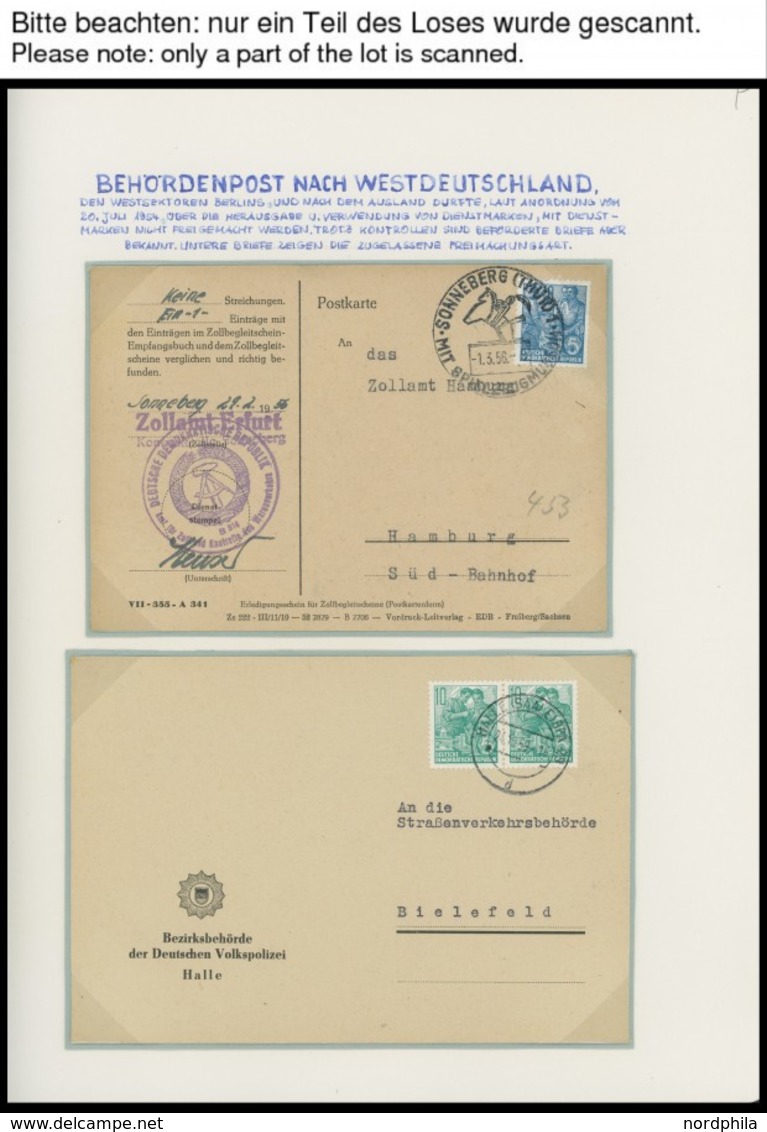 LOTS 1947-57, 17 Verschiedene Belege Behördenpost Nach Westdeutschland, Meist Prachterhaltung - Collections