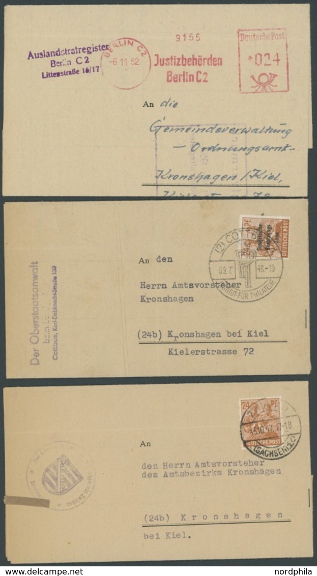 LOTS 1947-57, 17 Verschiedene Belege Behördenpost Nach Westdeutschland, Meist Prachterhaltung - Collezioni