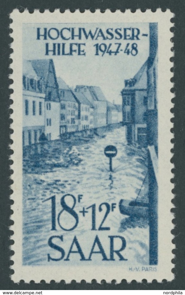 SAARLAND 258I **, 1948, 18 Fr. Hochwasserhilfe Mit Plattenfehler Boot Mit Segelleine, Postfrisch, Pracht, Mi. 80.- - Autres & Non Classés