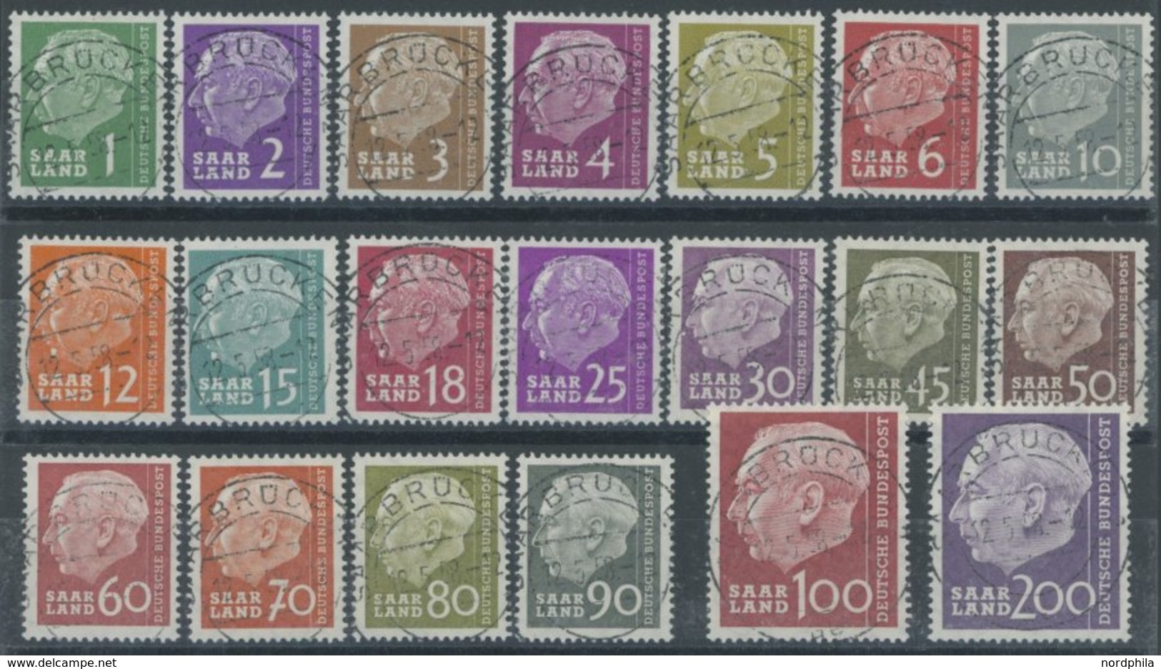 SAARLAND 380-99 O, 1957, Heuss I, Prachtsatz, Mi. 75.- - Other & Unclassified