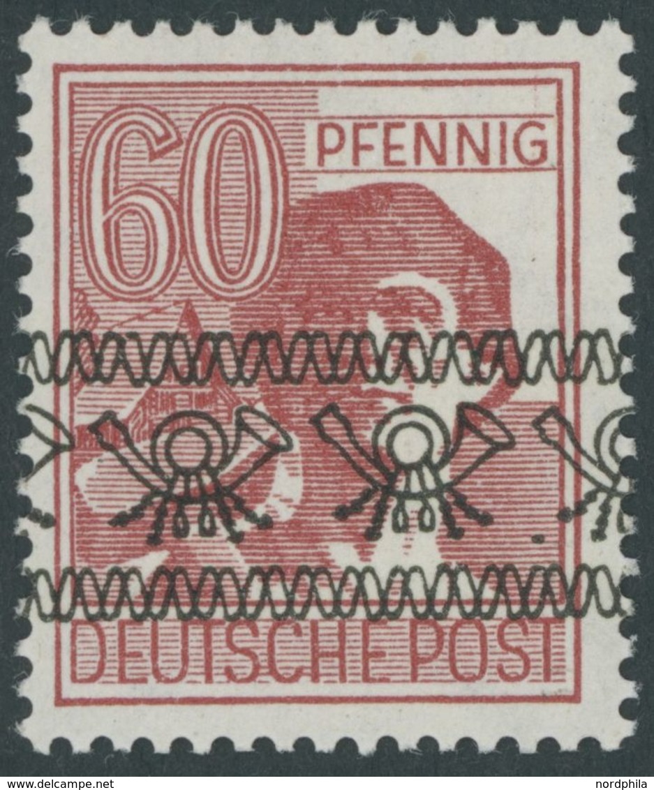 AMERIK. U. BRITISCHE ZONE 49Ia **, 1948, 60 Pf. Braunkarmin Bandaufdruck, Postfrisch, Pracht, Gepr. Schlegel, Mi. 110.- - Autres & Non Classés