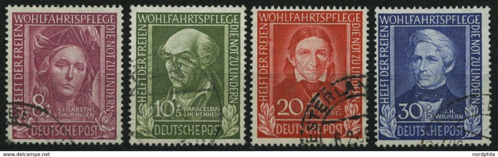 BUNDESREPUBLIK 117-20 O, 1949, Helfer Der Menschheit, üblich Gezähnter Prachtsatz, Mi. 170.- - Used Stamps