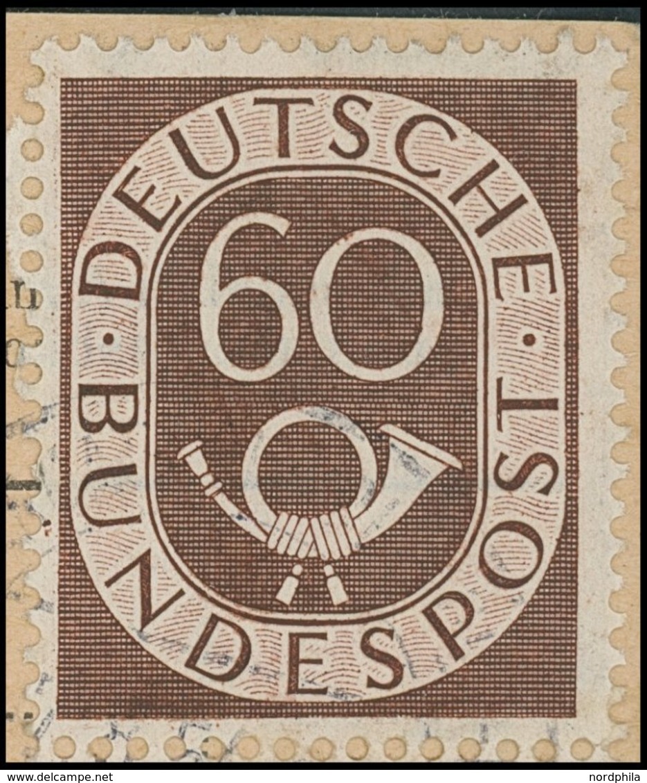 BUNDESREPUBLIK 135I BRIEF, 1951, 60 Pf. Posthorn Mit Abart Zwei Flecken Im Linken Rand Unter Dem U In Bundes, Obere Mark - Used Stamps
