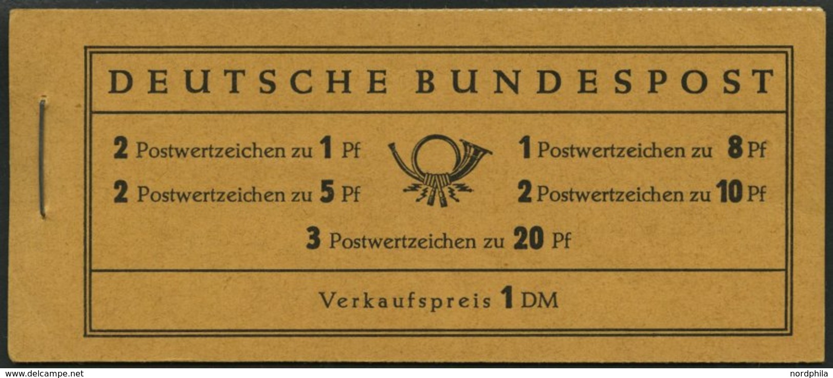 MARKENHEFTCHEN MH 4Xv **, 1958, Markenheftchen Heuss/Ziffer, Deckel Dunkelchromgelb, Pracht, Mi. 100.- - Autres & Non Classés