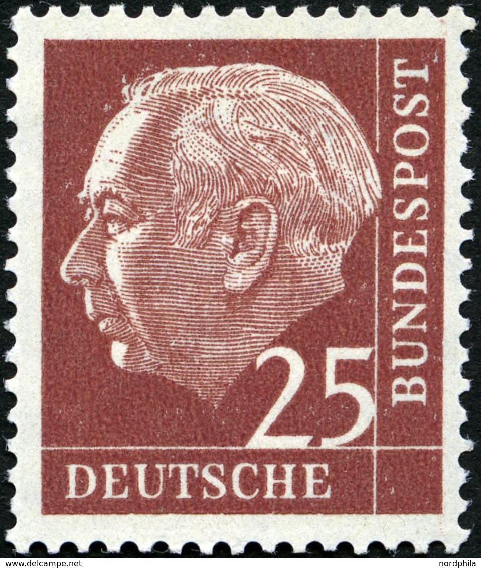ROLLENMARKEN 186vR **, 1954, 25 Pf. Heuss, Einzelmarke Mit Ungerader Roter Nummer, Pracht, Mi. 65.- - Roulettes