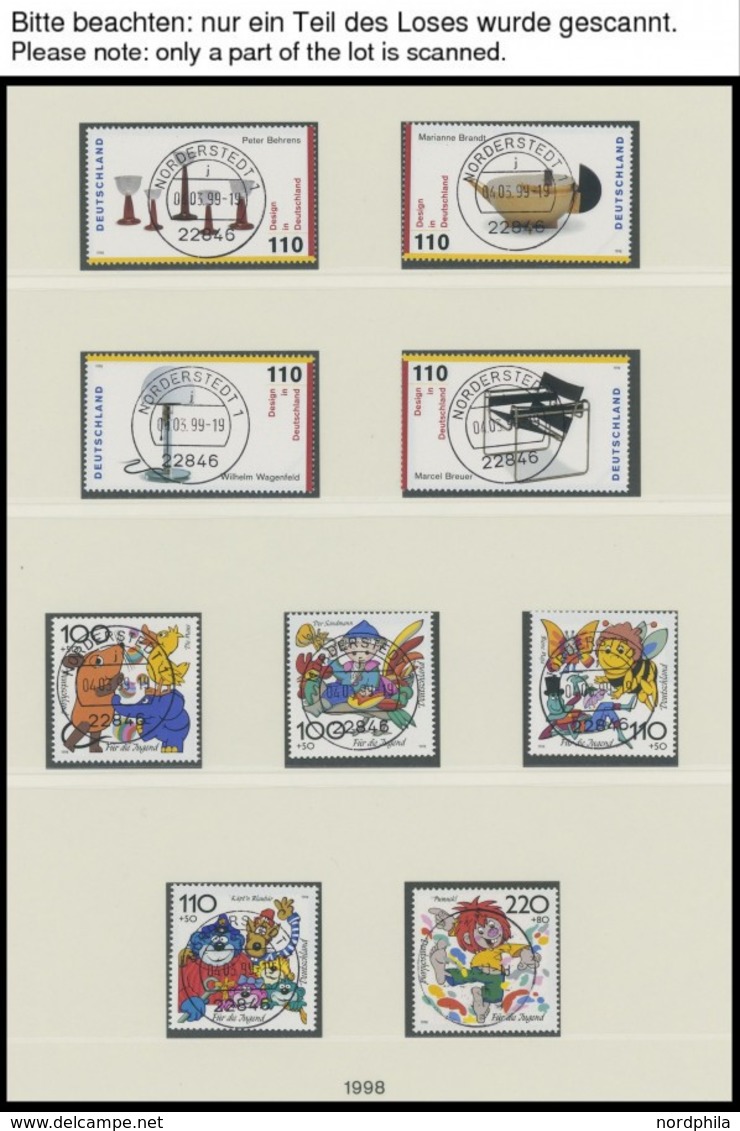 SAMMLUNGEN O, Wohl Komplette Gestempelte Sammlung Bundesrepublik Von 1994-2002 In 2 Lindner Falzlosalben, Fast Nur Prach - Used Stamps