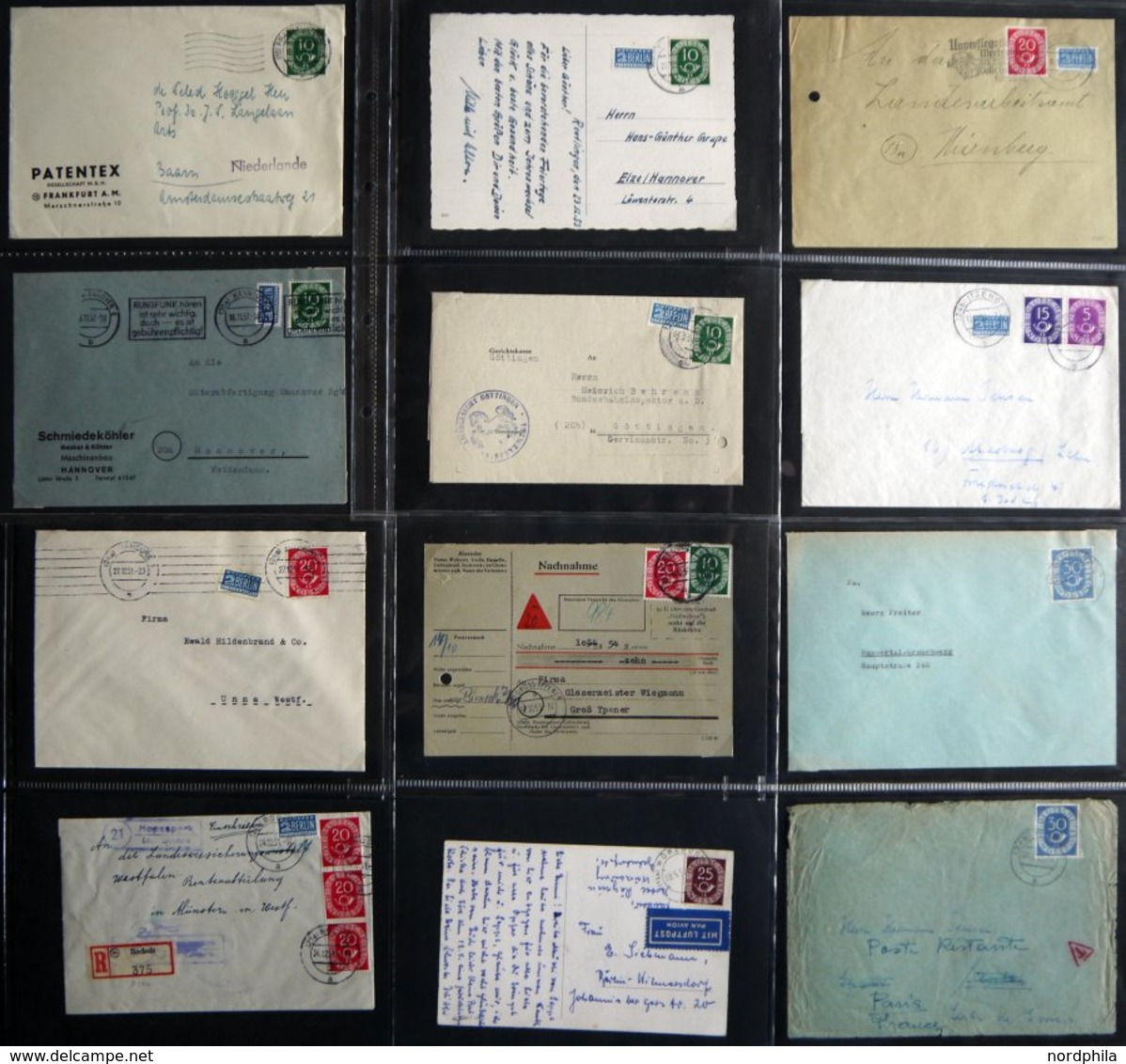 LOTS Sammlung Von 69 Meist Verschiedenen Belegen Posthorn (ohne Paketkarten), Dabei 70, 80 Und 90 Pf. Je Als Einzelfrank - Andere & Zonder Classificatie