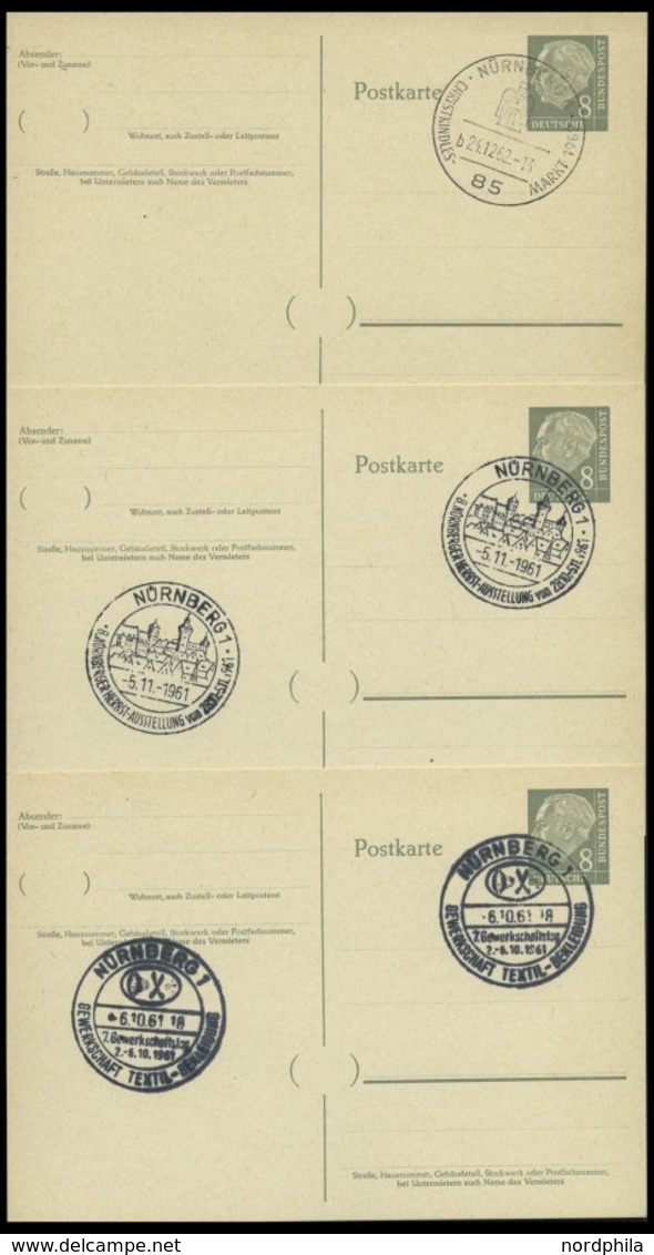 GANZSACHEN P 36 BRIEF, 1961, 8 Pf. Heuss Mit Postfachnummer Statt Postschließfachnummer, 5 Leer Gestempelte Karten Mit V - Colecciones