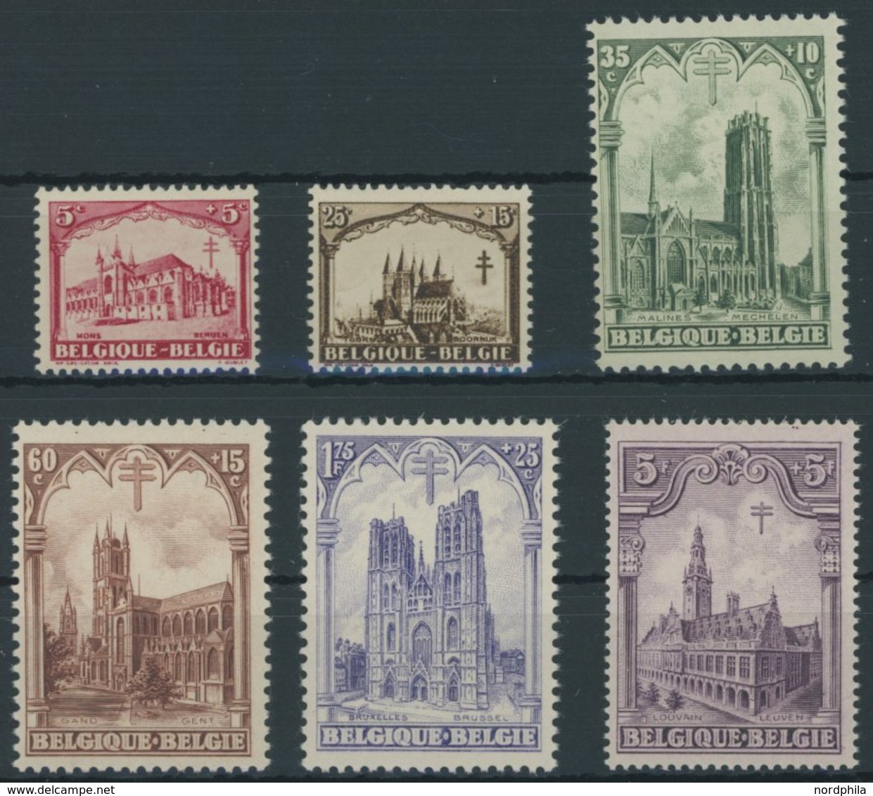 BELGIEN 244-49 **, 1928, Kathedralen, Postfrischer Prachtsatz, Mi. 100.- - 1849 Mostrine