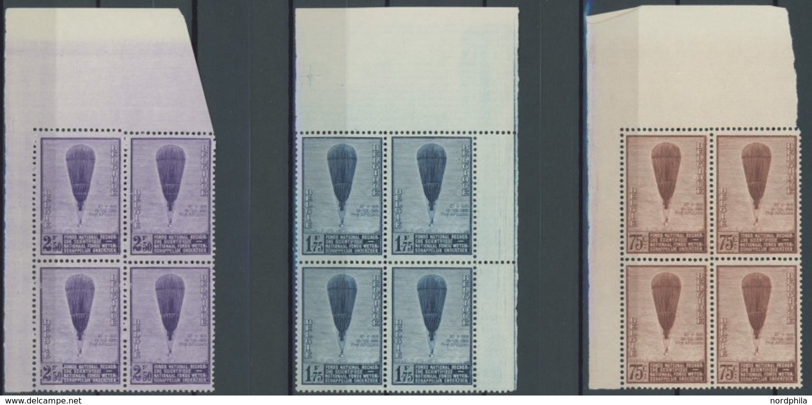 BELGIEN 344-46 VB **, 1932, Nationalfonds In Oberen Eckrandviererblocks, Postfrisch, Pracht, Mi. 520.- - 1849 Epaulettes