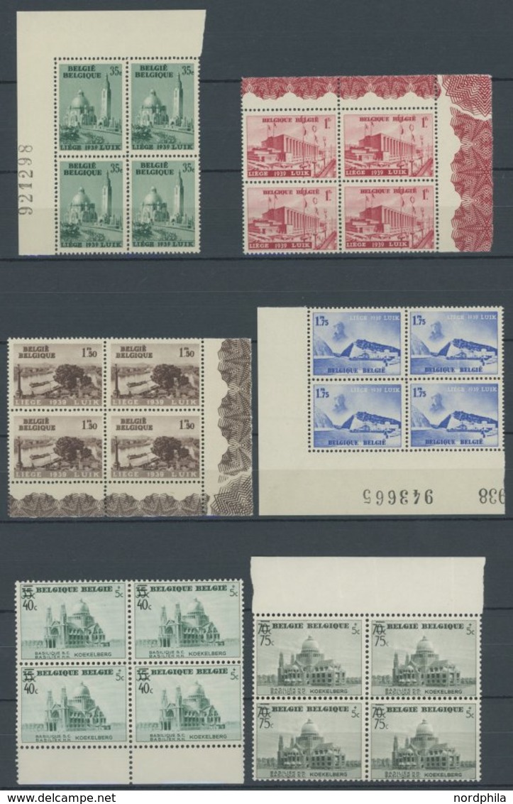 BELGIEN 482-88 VB **, 1938, Albertkanal Und Basilika In Viererblocks, Postfrisch, 2 Prachtsätze, Mi. 108.- - 1849 Epaulettes