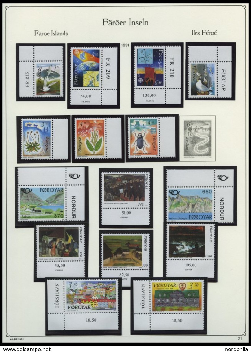 FÄRÖER **, Bis Auf Einige Wenige Werte Komplette Postfrische Sammlung Färöer Von 1990-97 Auf KA-BE Seiten, Prachterhaltu - Autres & Non Classés