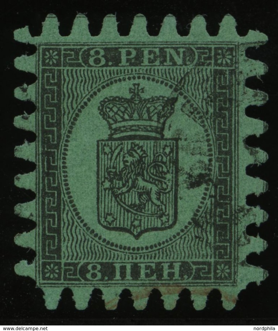 FINNLAND 6Cx O, 1867, 8 P. Schwarz Auf Grün, Alle Zungen, Pracht - Other & Unclassified