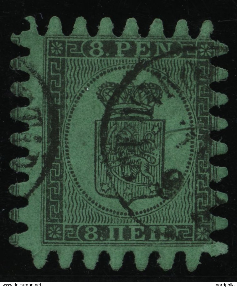 FINNLAND 6Cx O, 1867, 8 P. Schwarz Auf Grün, Praktisch Alle Zungen, Pracht - Andere & Zonder Classificatie