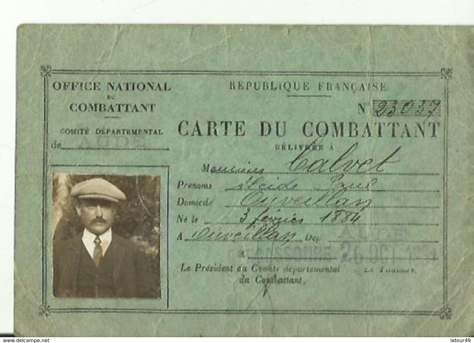 Carte Du  Combattant  1931 - Documentos