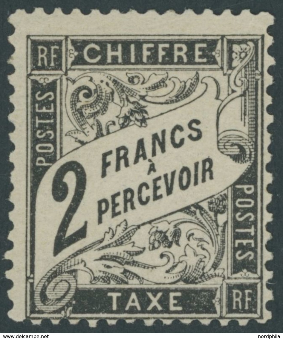 PORTOMARKEN P 22 *, 1882, 2 Fr. Schwarz, Falzrest, Normale Zähnung, Pracht,Mi. 1500.- - Portomarken