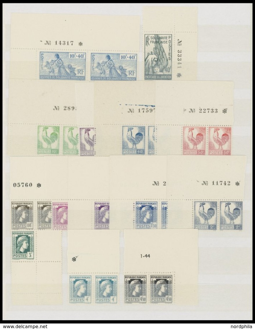 SAMMLUNGEN **, Postfrische Teilsammlung Frankreich Von 1945-60 Mit Mittleren Ausgaben, U.a. Mi.Nr. 782, 1120, 1132-34, P - Collections