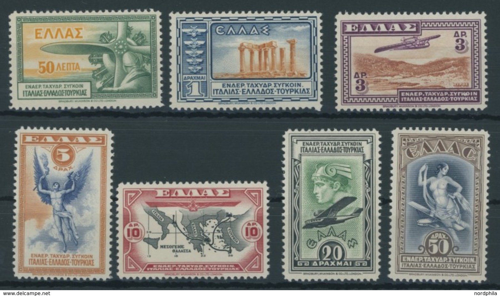 GRIECHENLAND 355-61 *, 1933, Aeroespresso, Falzrest, Prachtsatz - Andere & Zonder Classificatie