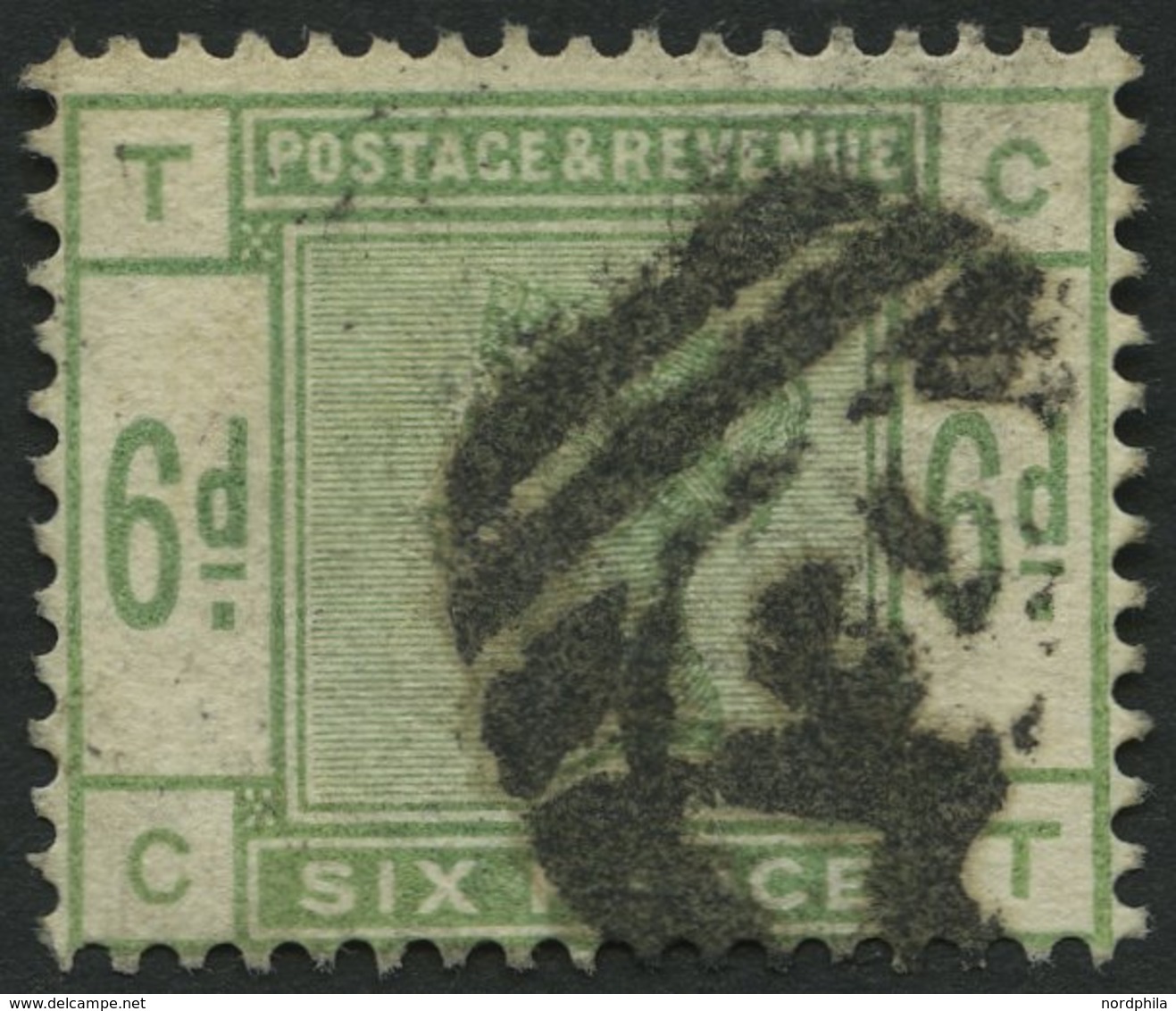 GROSSBRITANNIEN 79 O, 1884, 6 P. Dunkelgraugrün, Pracht, Mi. 180.- - Usados