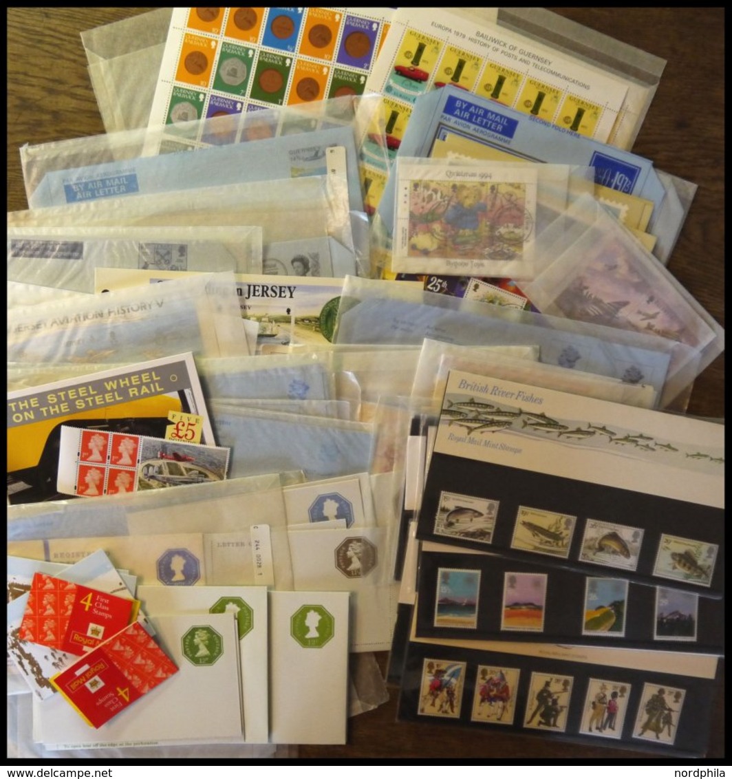 SAMMLUNGEN, LOTS Ca. 1983-95, Partie Ganzsachen, Aerogramme Und Neuheiten, Mit Guernsey, Jersey Und Isle Of Man, Prachte - Collections