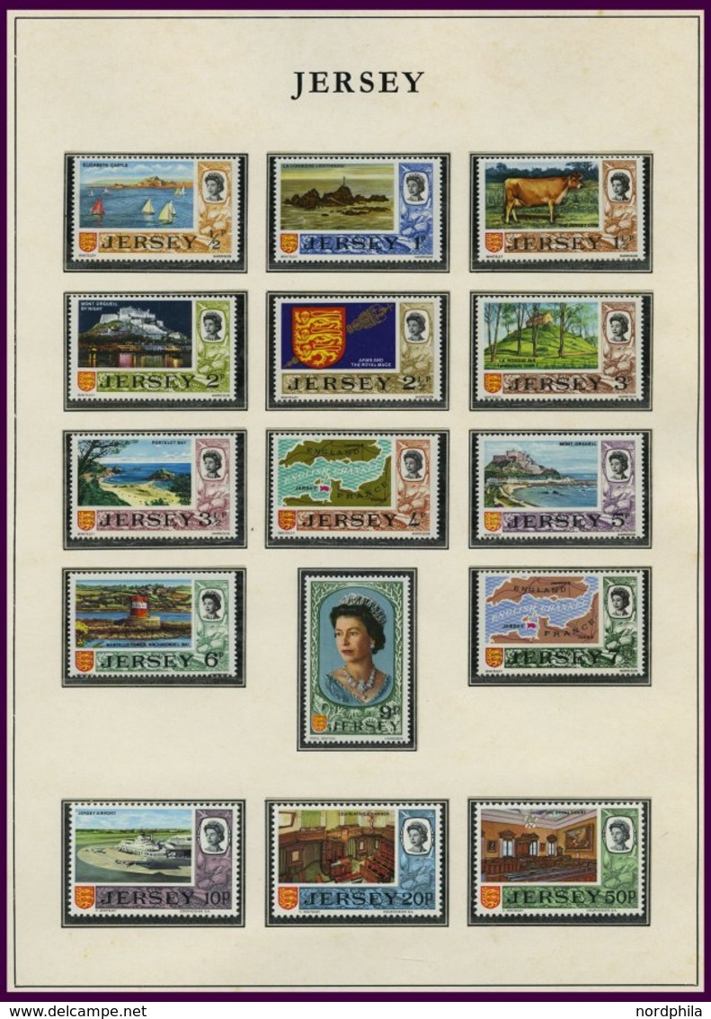 JERSEY **, Postfrische Sammlung Jersey Von 1969-94 Auf Falzlosseiten, Bis Auf Wenige Freimarken Komplett, Prachterhaltun - Jersey