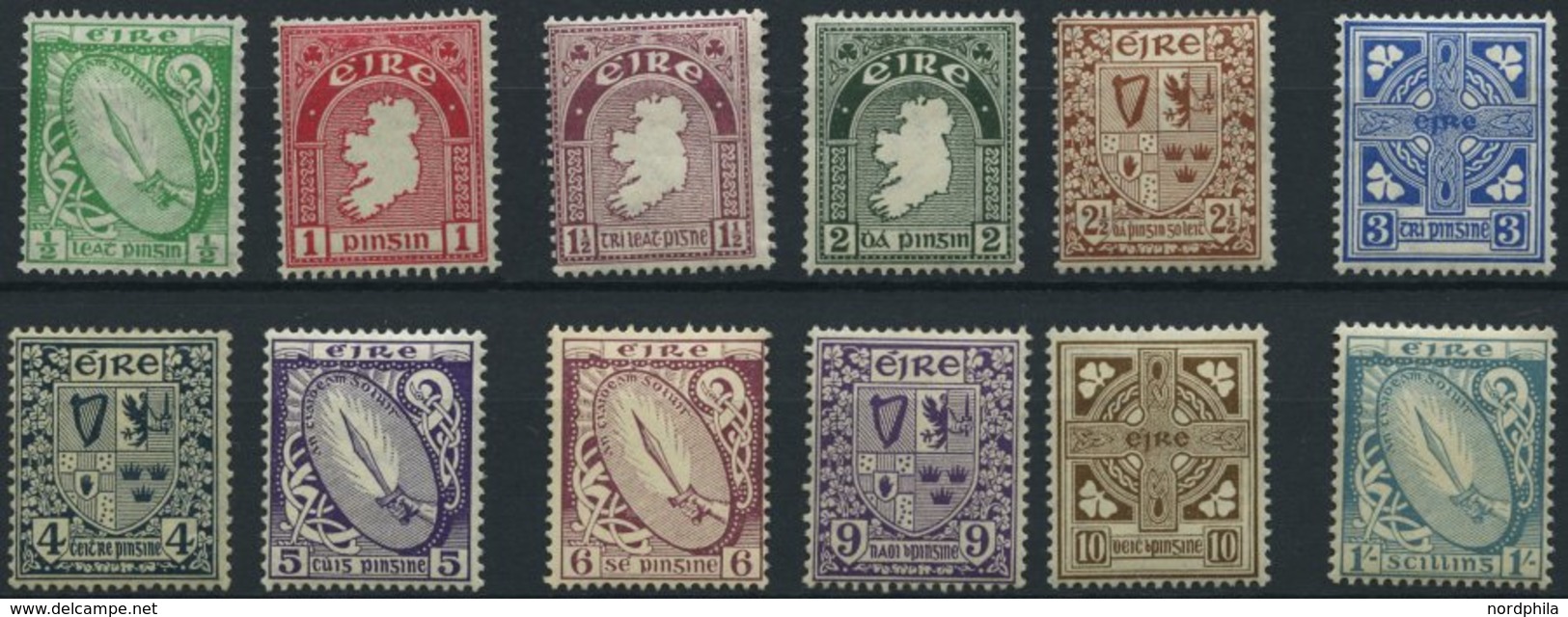 IRLAND 40-51A *, 1922, Nationale Symbole, Wz. 1, Gezähnt A, Falzrest, Prachtsatz - Altri & Non Classificati