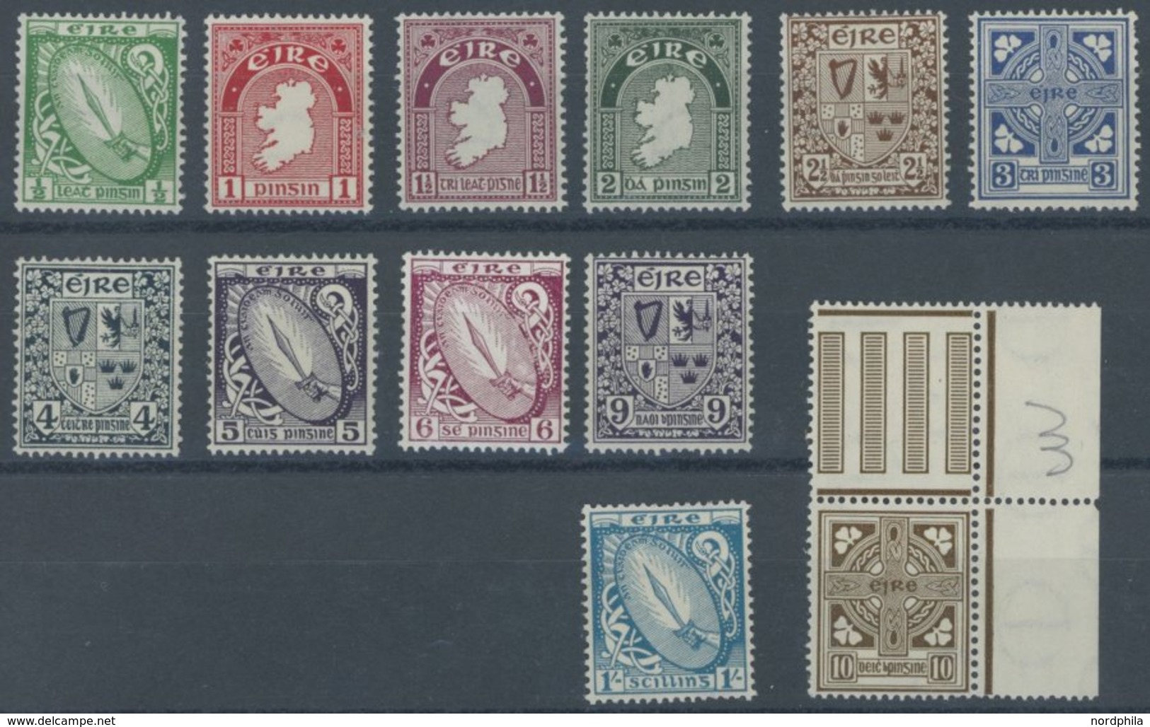 IRLAND 71-82A **, 1940, Nationale Symbole, Wz. 2, Postfrischer Prachtsatz, Mi. 220.- - Other & Unclassified