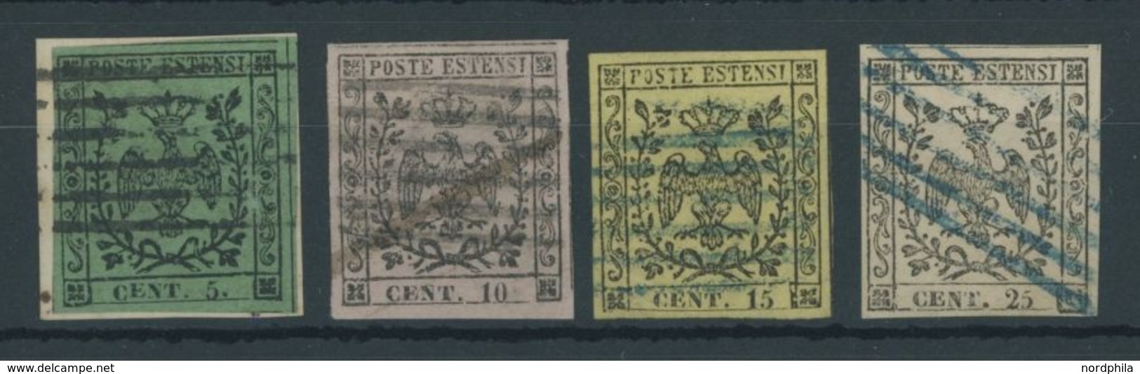 MODENA 1I BrfStk,2-4II O , 1852, 5 - 25 C. Adler Mit Krone, 4 Prachtwerte - Modène