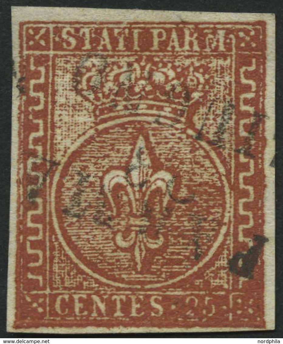 PARMA 8 O, 1855, 25 C. Rotbraun, Breitrandig, Pracht, Mi. 300.- - Parma