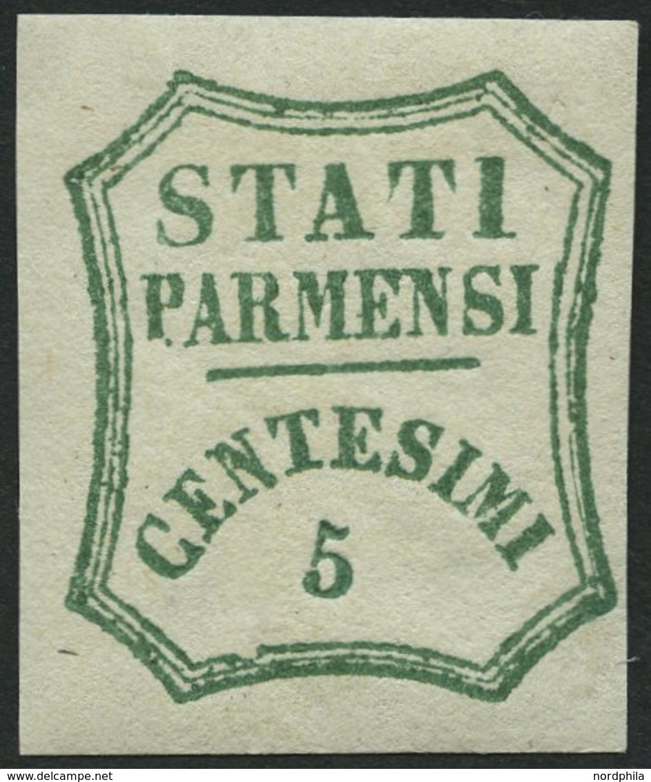 PARMA 12b *, 1859, 5 C. Blaugrün, Falzreste, Pracht, Signiert Gebrüder Senf, Mi. 2000.- - Parma
