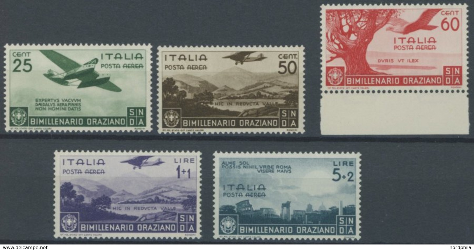 ITALIEN 555-59 **, 1936, Flugpost, 5 Postfrische Prachtwerte, Mi. 81.- - Usati