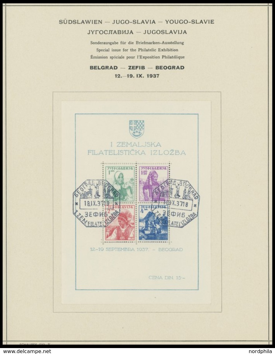 JUGOSLAWIEN o,* , Sammlung Jugoslawien von 1918-58 im Schaubekalbum mit mittleren Ausgaben, Prachterhaltung, Mi. ca. 100