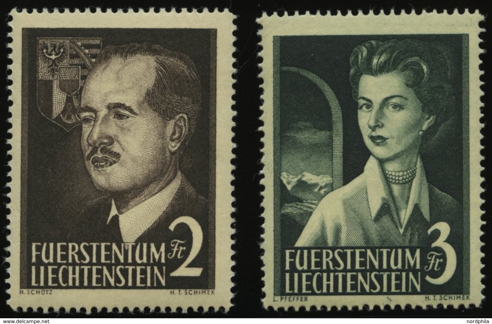 LIECHTENSTEIN 332/3 **, 1955, Fürstenpaar, Pracht, Mi. 260.- - Otros & Sin Clasificación