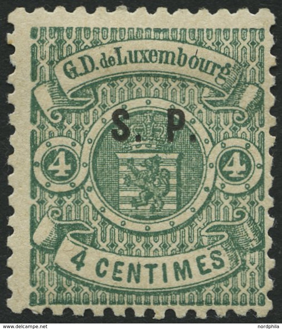 DIENSTMARKEN D 23I *, 1881, 4 C. Blaugrün S.P., Type I, Falzrest, Pracht, Gepr. Zumstein, Mi. 220.- - Service