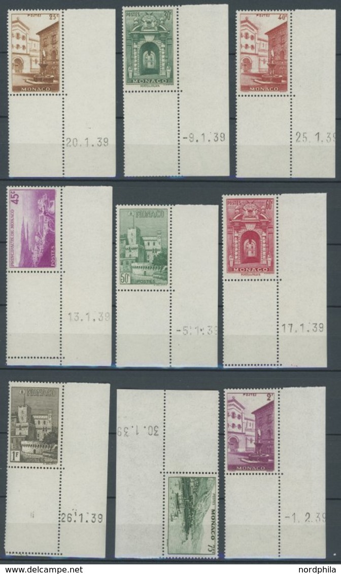 MONACO Aus 165-86 **, 1938/9, Ansichten, 14 Verschiedene Werte Aus Der Bogenecke Mit Druckdatum, Postfrisch, Pracht - Other & Unclassified