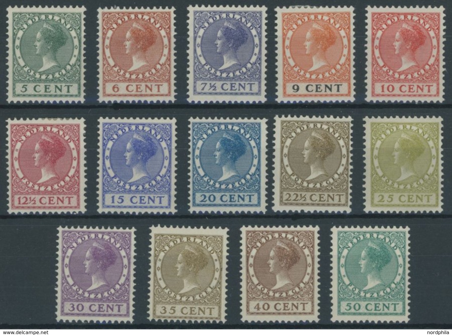 NIEDERLANDE 178-91A *, 1926-28, Königin Wilhelmina, Wz. 2, Falzrest, Prachtsatz - Andere & Zonder Classificatie
