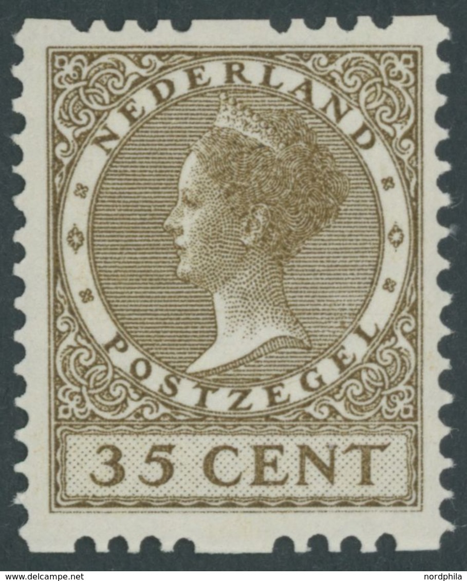 NIEDERLANDE 189B *, 1926, 35 C. Braunoliv, Wz. 2, Rollenzähnung, Falzrest, Pracht - Other & Unclassified